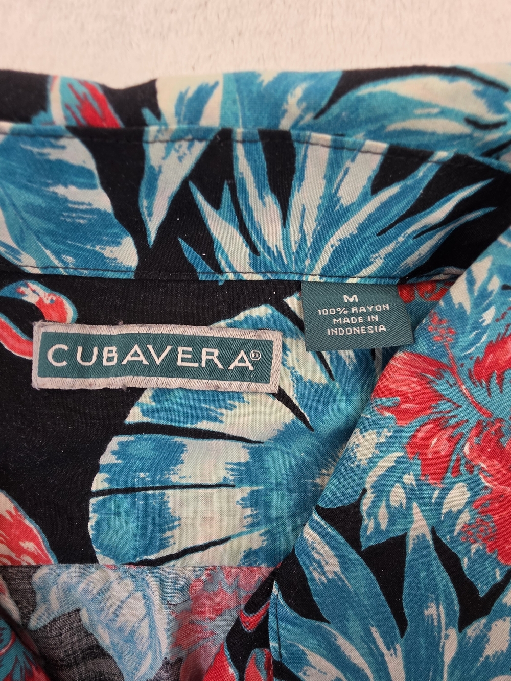 Cubavera Flamingo Hawaiian Shirt Mens Medium Tropical Rayon Button Up Camp Shirt - Picture 3 of 5